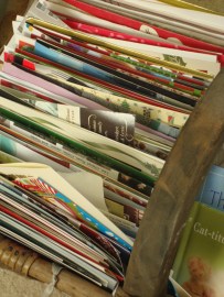 my "Christmas Kids" basket of Christmas photos, cards and memories...