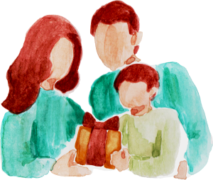 Canva - Handpainted Watercolor Family Giving Gifts on Christmas