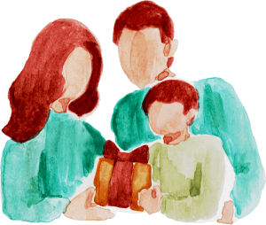 Canva - Handpainted Watercolor Family Giving Gifts on Christmas